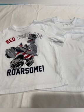 The Children's Place White Tee with Patriotic Monster Truck Graphic 2T